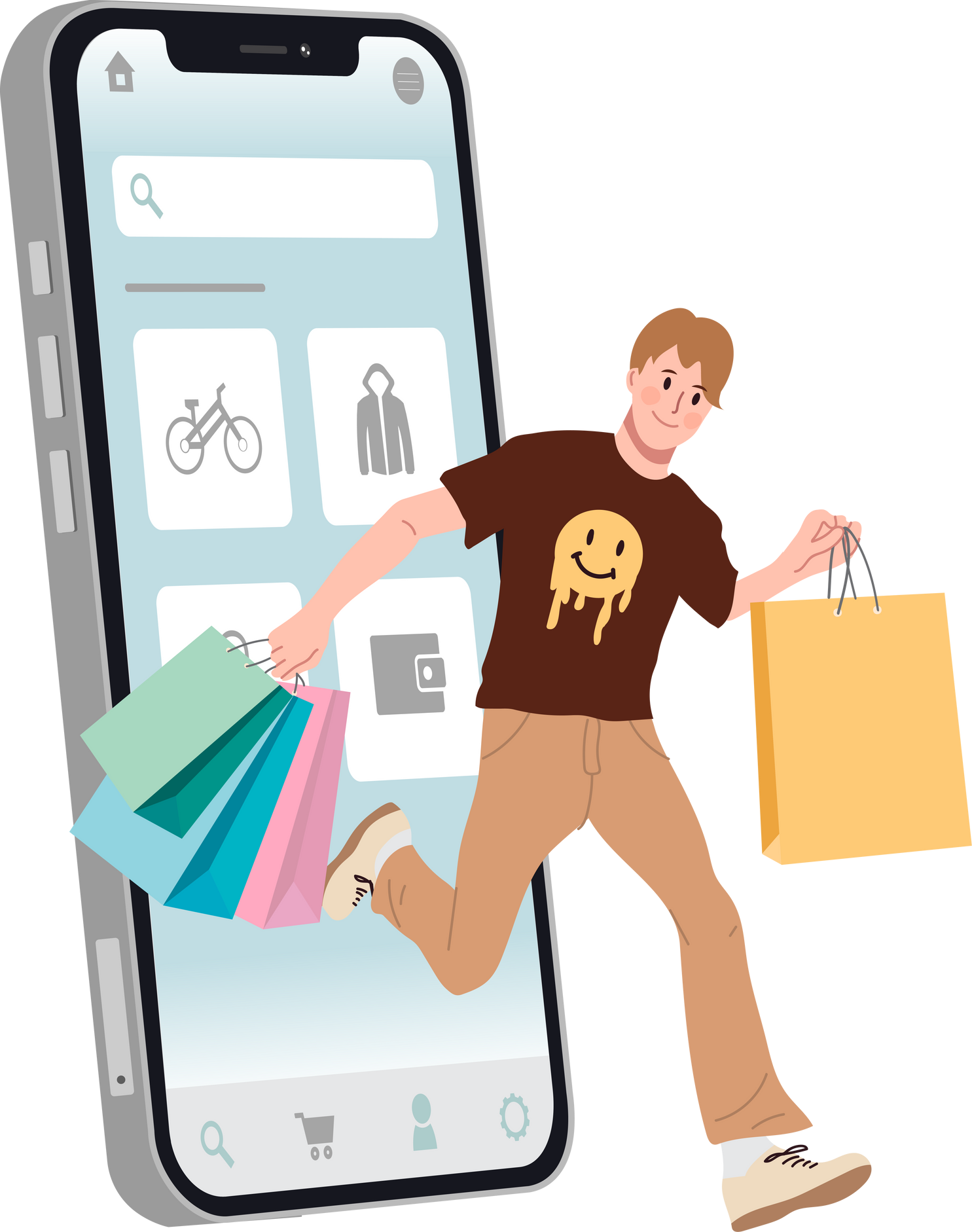 People shopping, buying online through online store.